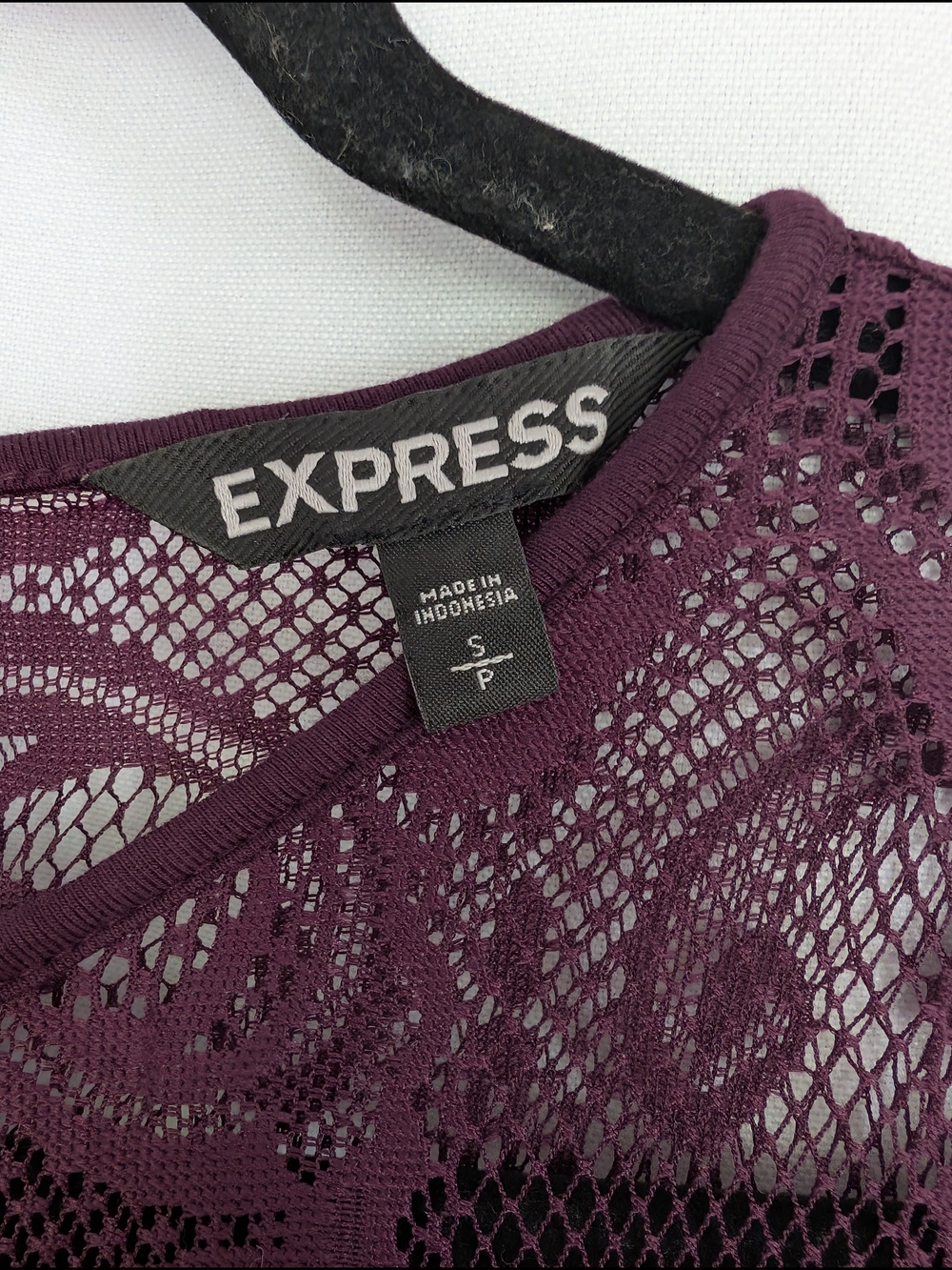 Express Plum Lace Overlay Sleeveless Fit and Flare Dress - Picture 3 of 5